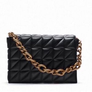 Black Quilted Chain Shoulder Bag